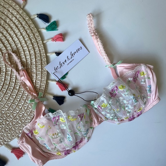 For Love And Lemons Midsummer Floral Bra Pale Pink Floral Small-DD NEW - Picture 3 of 7